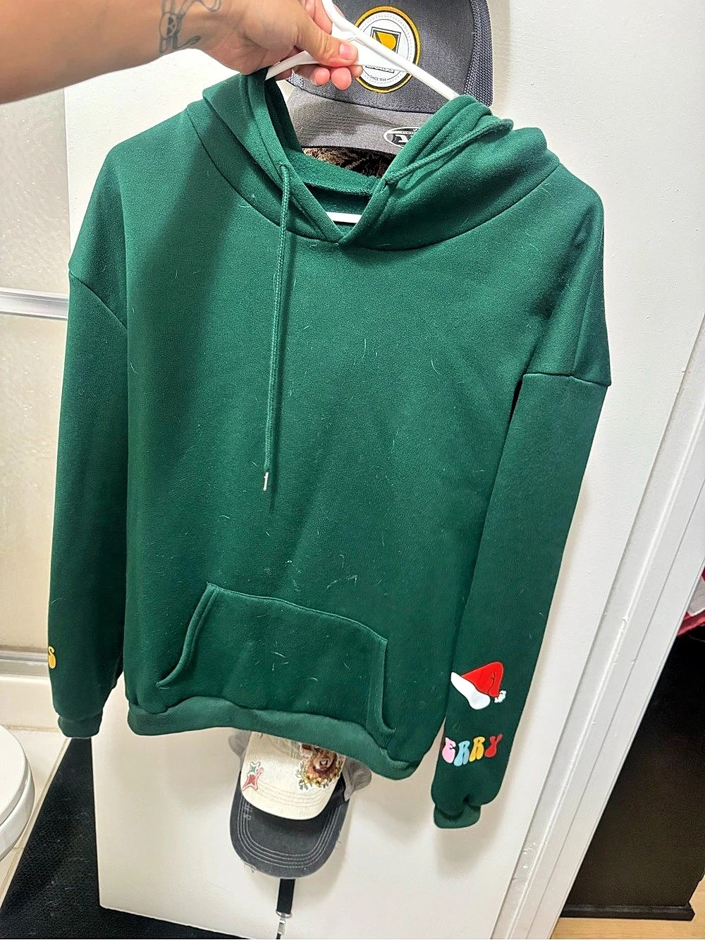 Santa Claus Christmas Graphic Hoodie in Green women